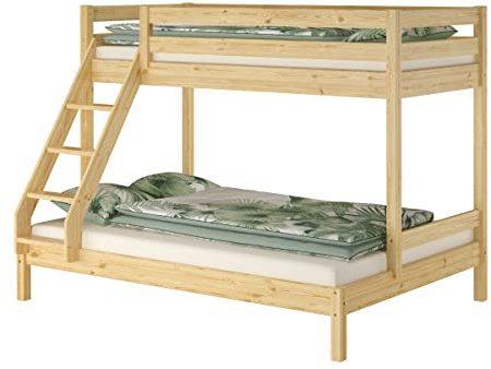 Erst-Holz®Doppel-Etagenbett 140x200 und 90x200 Erwachsenen-Stockbett Kiefer Massivholz Natur V-60.18-09-14ohne Zubehör