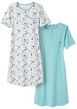 Damart – Set di 2 camicie da notte in jersey di puro cotone pettinato da donna, XXL