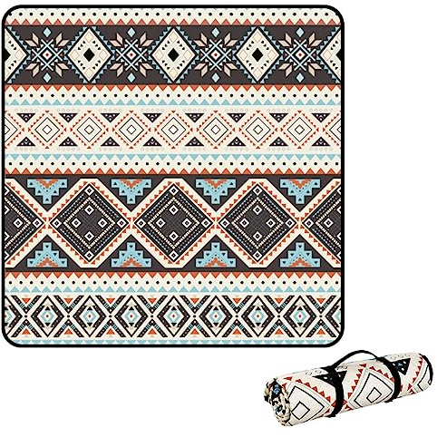 Hayisugal Picknickdecke 200x200 cm Stranddecke Sandfrei Wasserdicht Campingdecke Waschbar Strandunterlage Tragbare Picknickdecke für Strand,Picknick,Wandern,Park,Reisen, Boho B, 200 x 200 cm