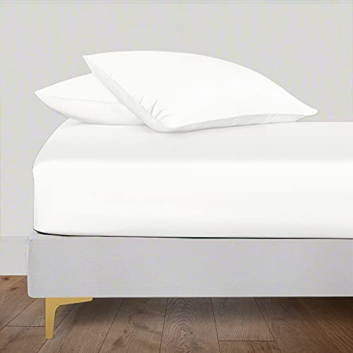 LINENWALAS Veganes Bambus-Seiden-Spannbetttuch, 140x200 cm, Deep Pocket bis zu 40 cm, weich, Öko-Tex Zertifiziert, kühlende Bambus-Bettwäsche, nurSpannbetttücher (Weiß)