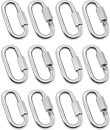 yilin 12 Stück Quick Link 5/32 Heavy Duty Karabiner D-Form Kettenglieder 304 Edelstahl Quick Link für Camping Wandern Outdoor Ausrüstung Verriegelung
