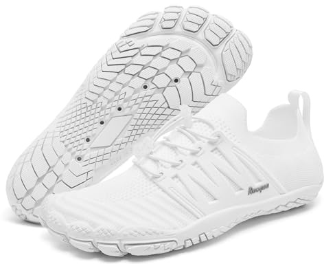 Racqua barfuss Schuhe Damen Wasserschuhe Unisex barfußschuhe Badeschuhe Schwimmschuhe Aquaschuhe Strandschuhe Weiß39