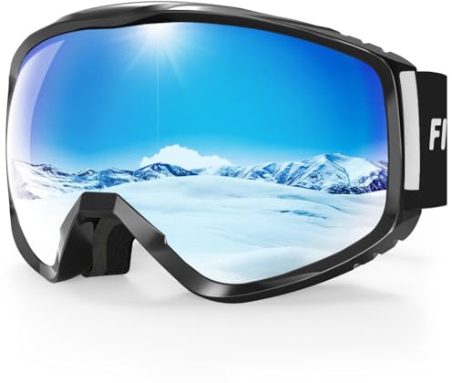Findway Gafas de Esquí, Mascara de Esqui para Ski y Snowboard Hombre Mujer Adultos Juventud Jóvenes OTG Compatible con Casco Anti Niebla Protección UV Azul Gafas de Ventisca