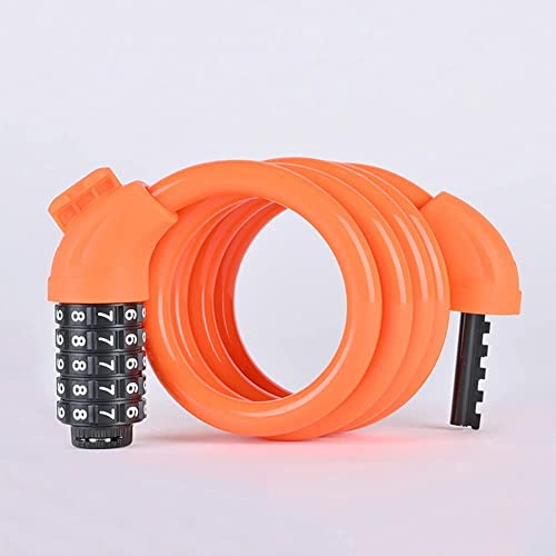 ZECHAO Portable Bike Lock,Resettable Combination Bike Cable Lock with 5-Digits Codes Alloy Lock Insert for Bike, Moto, Door, Stroller Anti-Theft Lock (Color : Orange, Size : 1.2m)