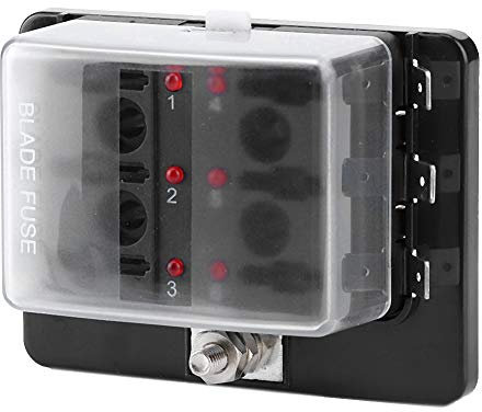 Jadeshay Sicherungskastenhalter, 6-fach, 6-Positionen-Sicherungskastenhalter Mit LED-Sicherheitsanzeige, Zubehör Für Auto, Boot, Marine, Flugzeug