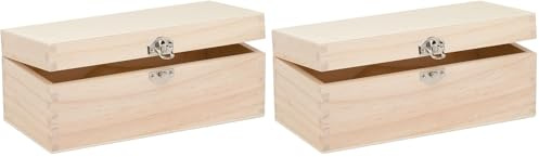 Glorex GmbH 6 1682 002 - Scatola in Legno di Pino, Rettangolare, con Chiusura, Grande Circa 23 x 11 9 cm, FSC Mix, per verniciare, incollare o Decorare Il Ferro da Bollo (Confezione da 2)
