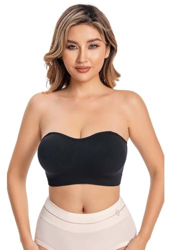 Bcenoilua Reggiseno a Fascia da Donna Imbottito Elasticizzato con Imbottiture Rimovibili Spalline Trasparenti per Abbigliamento Quotidiano, Dormire, Yoga per Donna e Ragazze HS