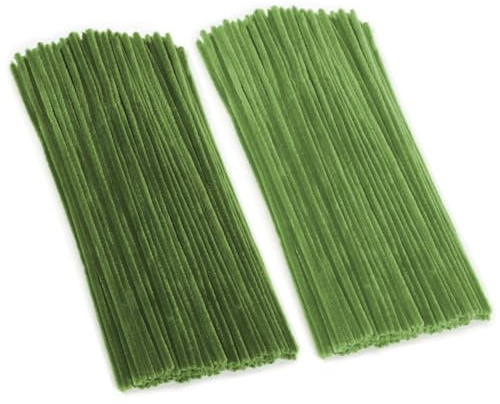 100 Stück Pfeifenreiniger Set, Grün Pfeifenreiniger Chenilledraht 6mm*30cm, Pfeifenputzerdraht für Handwerk DIY Craft Projekte Chenilledraht Biegeplüsch zum Basteln und Dekorieren Pipe cleaners green