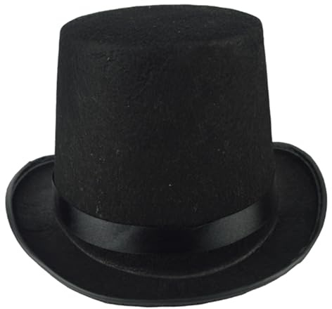 Cappello a cilindro, ha sentito il cappello a cilindro nero per uomini, cappello da costume mago, cappello vittoriano per uomini, cappello coachman per lo spettacolo formale uomo party Halloween