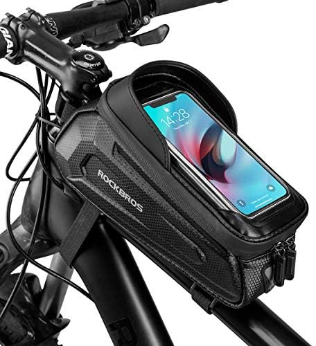 ROCKBROS Cykelramväska, väska för cykelstyre, vattentät topptubväska, mobiltelefonväska för smarttelefoner upp till 6,8 tum med TPU-känslig pekskärm, för mountainbikes, racingcyklar, elcyklar