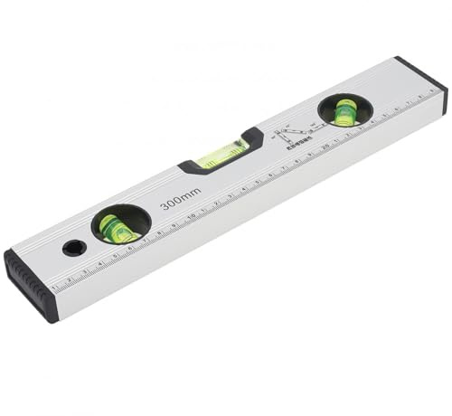 Smgda Nivel de burbuja de aleación de aluminio, regla de nivel magnético de precisión de 300 mm, herramienta de medición de nivel de burbuja pequeña de 12 pulgadas con diseño de ampolla y escala mm