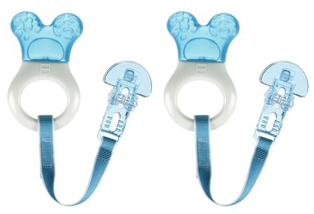 MAM Mini Cooler Baby Teether with Clip (2 Pack) – Cooling Teething Rings for Teething Relief, Lightweight Easy-Grip Design, Reaches Back Teeth, Refrigerator Safe Infant Teething Toy