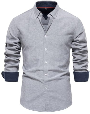 Camisa de manga larga para hombre, camisa de otoño normal, camisa de negocios, camisa informal para hombre, corte regular, camisa informal, M