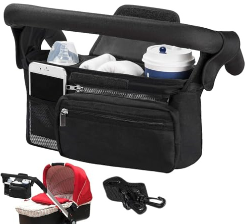 DAWCBVJQ Kinderwagen-Organizer, große Kapazität, Kinderwagen-Organizer, Taschen, Wickeltasche, Kinderwagentasche mit mehreren Taschen für Flaschen, Windeln, Feuchttücher