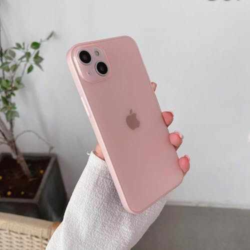 GXZJFC Custodia morbida trasparente opaca per iPhone 15 16 Pro Max i 14 Plus 11 13 12 Mini Cover trasparente tinta unita, rosa, per iPhone 15 Plus