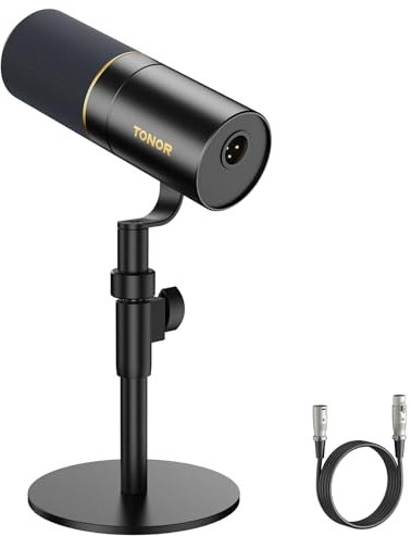 TONOR Microfono Dinámico XLR, Micrófono PC Profesional Podcast, Micrófono Cardioide para Streaming, Estudio, Canto, Grabación, Juegos y Creación de Contenido, Botón de Silencio Rápido