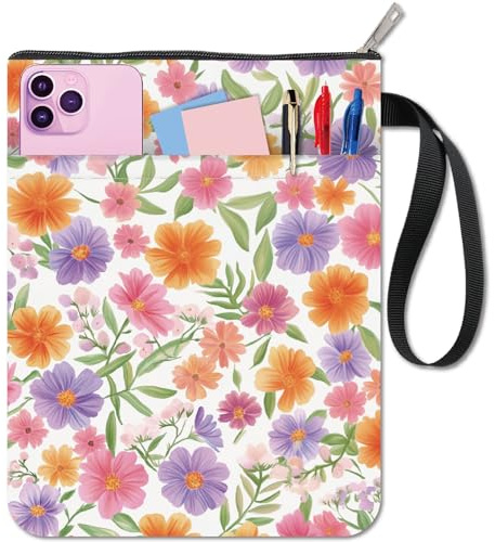 CRASPIRE 11x8.6 Pollice Custodia per Libri con Motivo A Fiori di Pesco Copertina Morbida Custodia in Tessuto Lavabile con Cerniera Tasca Anteriore Extra per Amanti dei Libri Lettori Custodie