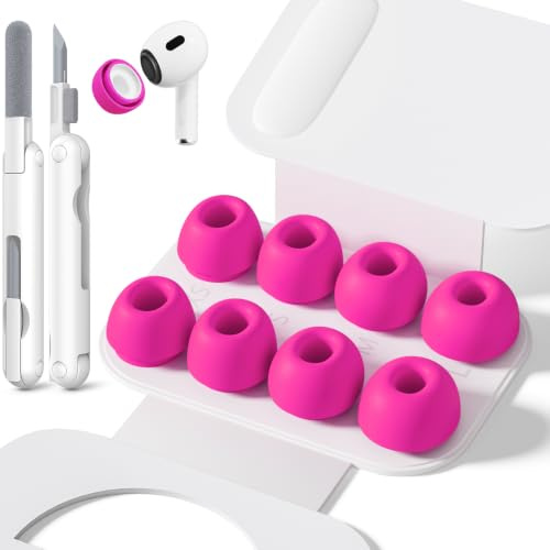 Inesore Replacement Ear Tips for AirPods Pro 1/2, 4 Size-Rosa | with Hole for Noise Reduction, Silicone Earplugs for AirPods Pro with Cleaning Set & Portable Storage Box, 4 Pairs