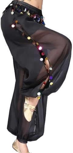ZUYPSK Frauen Pailletten Bauchtanz Lange Hosen Indien Arabischen Bühne Leistung Münzen Harem Haremshose Glitzer Kostüm Party