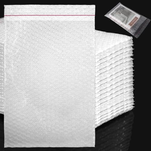 LOLYSIC 100 Stück Selbstklebende Luftpolsterbeutel 20 x 30CM, Bubble Wrap Bags, Luftpolstertaschen, Luftpolsterumschläge Verpackungsmaterial für Umzug und Versand, Stoßfeste Polsterung