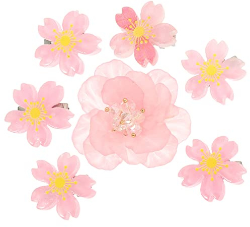 VICASKY Fermagli Per Chioma a Forma Di Fiore Di Ciliegio, Set Da 7 Pezzi, Accessori Decorativi Floreali Estivi Per Ragazze e Donne, Per Matrimoni, Feste e Acconciature Fai Da Te
