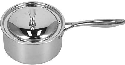 Fyearfly Pentola per salse in acciaio inox, antiscivolo, multiuso, per il latte con coperchio