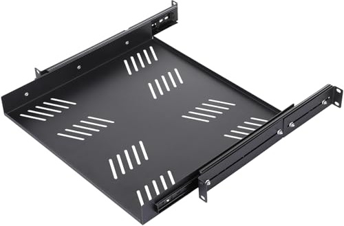 Otoolling 1 Pcs 1U Sliding Shelf Cantilever Server Shelf 19 Inch Length Vented Shelve Rack for 19 Inch Network Cabinet AVL Audio AV IT DJ Equipment Rack, 1 Machine Depth Up to 15 in, Large Capacity
