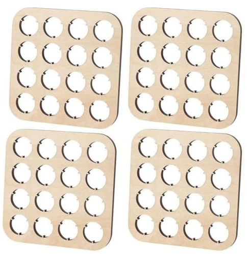Wzxksoac For Collector 4 PCS Wooden Beer Bottle Cap Display Stands, 16-Slot Navajo Collection Coaster Coppers, 4.33x4.33 Square Organizer