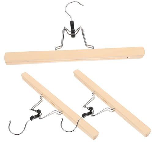 Ciieeo Gonne in Legno Naturale Robuste e Pratiche Set di 3 Grucce per Pantaloni e Gonne, per L'organizzazione Nell'armadio
