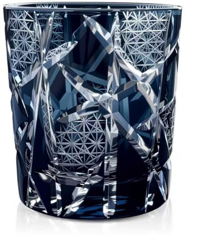 Cristalyn Coffret Cadeau Anniversaire Homme Verre Whisky Cristal Fait Main Kiriko Kiku Tsunagi Japonais - Tumbler Dégustation pour Whisky Bourbon (250ml)