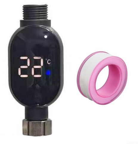 Termómetro de grifo con pantalla digital de temperatura inteligente, 106 x 45 mm, termómetro de agua de ducha LED con indicador codificado por colores para uso en el baño, padres y bebés (arriba)