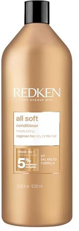 Redken All Soft Conditioner - Moisturizes & Hydrates Dry, Brittle Hair, Softens, Smooths & Adds Shine, Conditioner & Detangler, Safe For Color-Treated Hair
