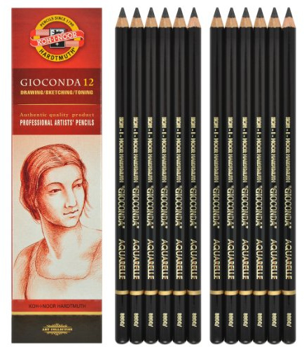 Koh-i-noor Gioconda Negro Aquarelle - 12 Water Soluble Graphite Pencils 2B. 8800 by Koh-I-Noor