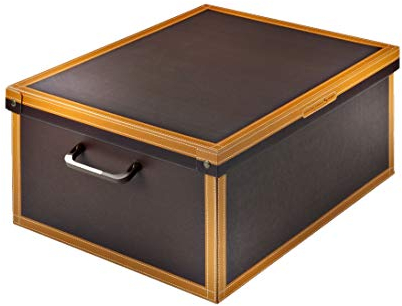 Lavatelli Scatola per armadio in cartone, organizer per vestiti e biancheria con coperchio, per cambio stagione o per confezione regalo, Grande, Cuoio 40x50x25 cm