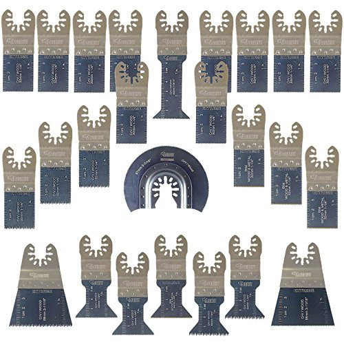 SabreCut 25pcs SPK25A Schnellaufnahme Multitool Klingen Langlebig | Passt zu DeWalt, Stanley, Black & Decker, Bosch, Fein (Non-StarLock), gemischte Klingen schneiden Holz, Metall und Kunststoff