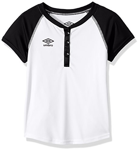 Umbro Mädchen Drop Ball Henley Top, Mädchen, weiß/schwarz, Size 4
