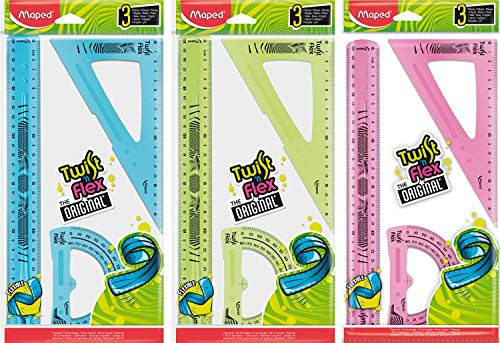 Juego de reglas de dibujo flexibles 3x, Twist'N Flex