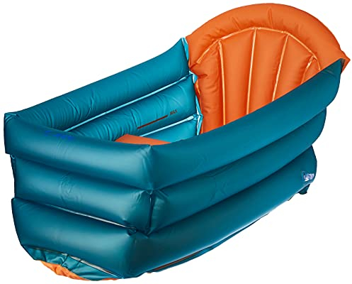 Jané Bañera Hinchable 3 Posiciones, 30 Litros, Apto desde el Nacimiento, Posiciones Evolutivas, Con Separador y Reposacabezas, Naranja