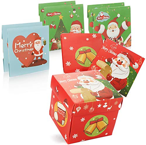 com-four® 8x Geschenkbox mit Weihnachtsmotiven, Faltbox aus stabilen | DIY Papierbox für kleine Geschenke und Leckereien [Auswahl variiert]