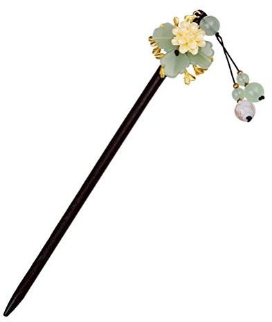 Uonlytech Chinesischer Haarstab Holz Perlen Haarnadel Japanische Haarstäbchen Blumen Haar Essstäbchen Opal Haarspange Haarstock Retro Haarschmuck Pin für Damen Mädchen
