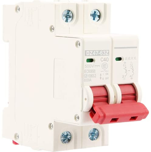 DC-Leitungsschutzschalter, DC Trennschalter DZ47-63Z-2P 500V 40A für Photovoltaik-Systeme, Thermisch-Magnetische Auslösung, 35 mm DIN-Schienenmontage, PV Trennschalter, Trennschalter Solaranlage