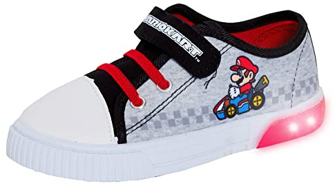Super Mario Boys Light Up Canvas Sneakers KDS Mario Kart Canvas Pumps con Luces Intermitentes