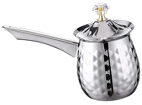 Colcolo Cafetera turca de Material Acero Inoxidable, cafetera pequeña, cafetera para Leche, Jarra para derretir, cafetera Griega, cafetera para, Plata 600ml
