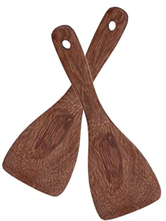 2Pcs Wooden Spatula, Wood Rice Paddle Wood Rice Spatula Wooden Turners for Cooking Serving Spoons Japanese Rice Shovel for Kitchen, 22x8cm