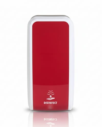 Blanc HYGIENIC Desinfektionsspender Cosmos – Spender mit Sensor für Wandmontage, Wandspender für 1 Liter Kartuschen, ergiebige Händedesinfektion Farbe Rot/Weiß