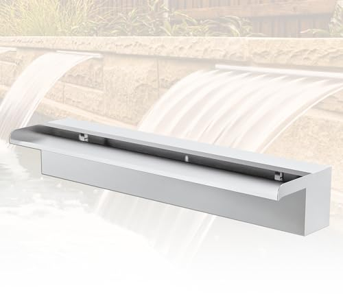 LONGRUNNEW Kit Cascata Piscina Laghetto a lama, Fontana da Giardino Esterno in Acciaio Inossidabile con Accessori, Decorazione Laghetto da Giardino Patio (Lunghezza 60cm, Larghezza 15cm)