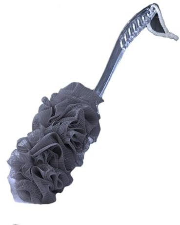 Wisafory Duschschwamm mit Stiel Badeschwamm Rückenbürste Mesh Badebürste Körperschrubber Weiche Hautreinigung Schwammbürsten Peeling Duschbürste Badewäscher für Frauen und Männer Grau