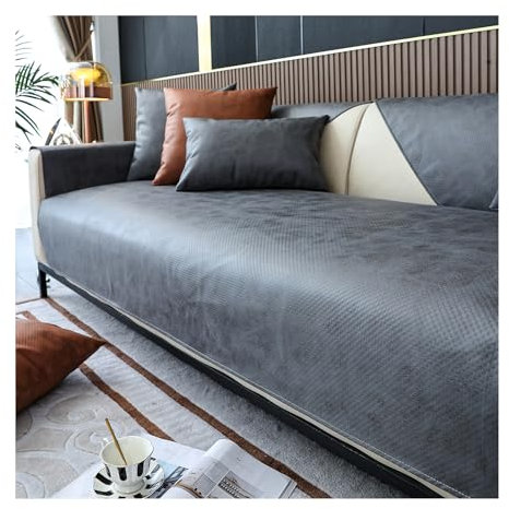 HonunG Sofabezug Ecksofa Kunstleder Sofaschoner Wasserdicht rutschfest 3 4 2 1 Sitzer,L Form Sofaüberwurf,Hund Katze Sofa Überzug Ecksofa Sofa Überwurf Couch Überzug (Dunkelgrau,110×110cm)