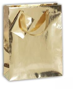 Clairefontaine 212848Cpack - Un lot de 5 Sacs Cadeaux Premium - Format Moyen - Dimensions : 17x6x22 cm - 170g - Motif : Rayures Or Et Blanches - Idéal pour : Livre de Poche, Boite De Jeu, Parfum
