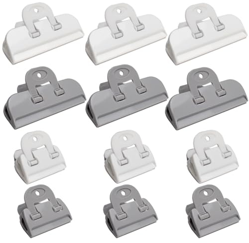 LELE LIFE, 12 Chips-Clips mit Aufhängeloch und faltbarem Griff, Tütenklammern, Lebensmittelklammern, Küchenverschlussklammern für Kartoffelchips, Snacks, Brot und andere Lebensmittelaufbewahrung, 6 gr